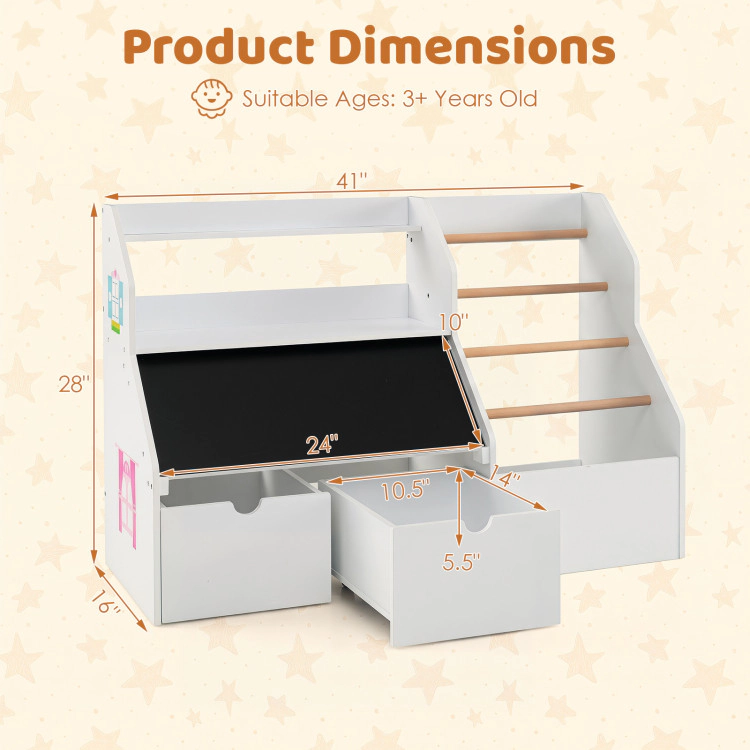Hivvago Kids Toy Storage Organizer with Flip-up Blackboard