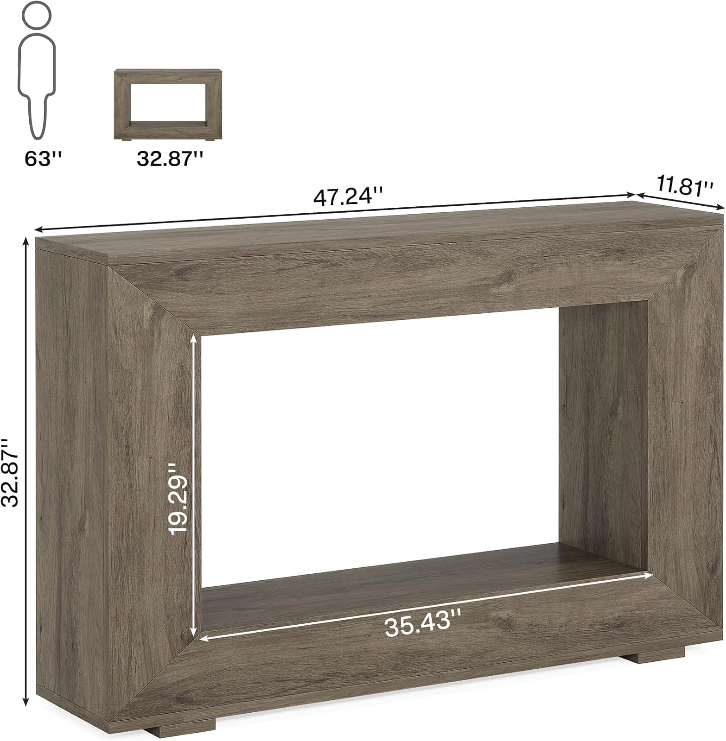 Tribesigns Farmhouse Console Table, 47" Rustic Wood Entryway Sofa Table with Storage