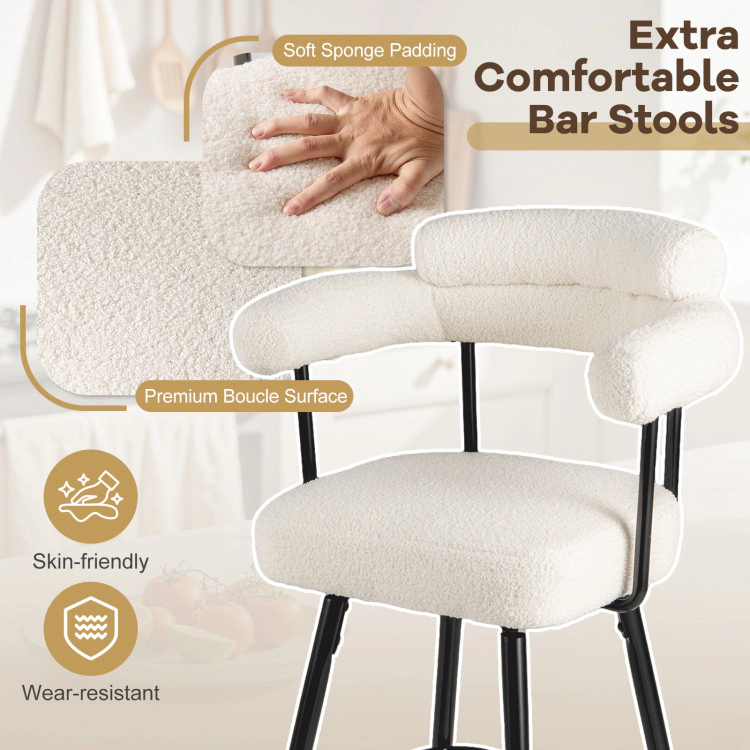 Hivvago Set of 2 Counter Height Swivel Bar Chairs with Armrests and Ergonomic Curved Back