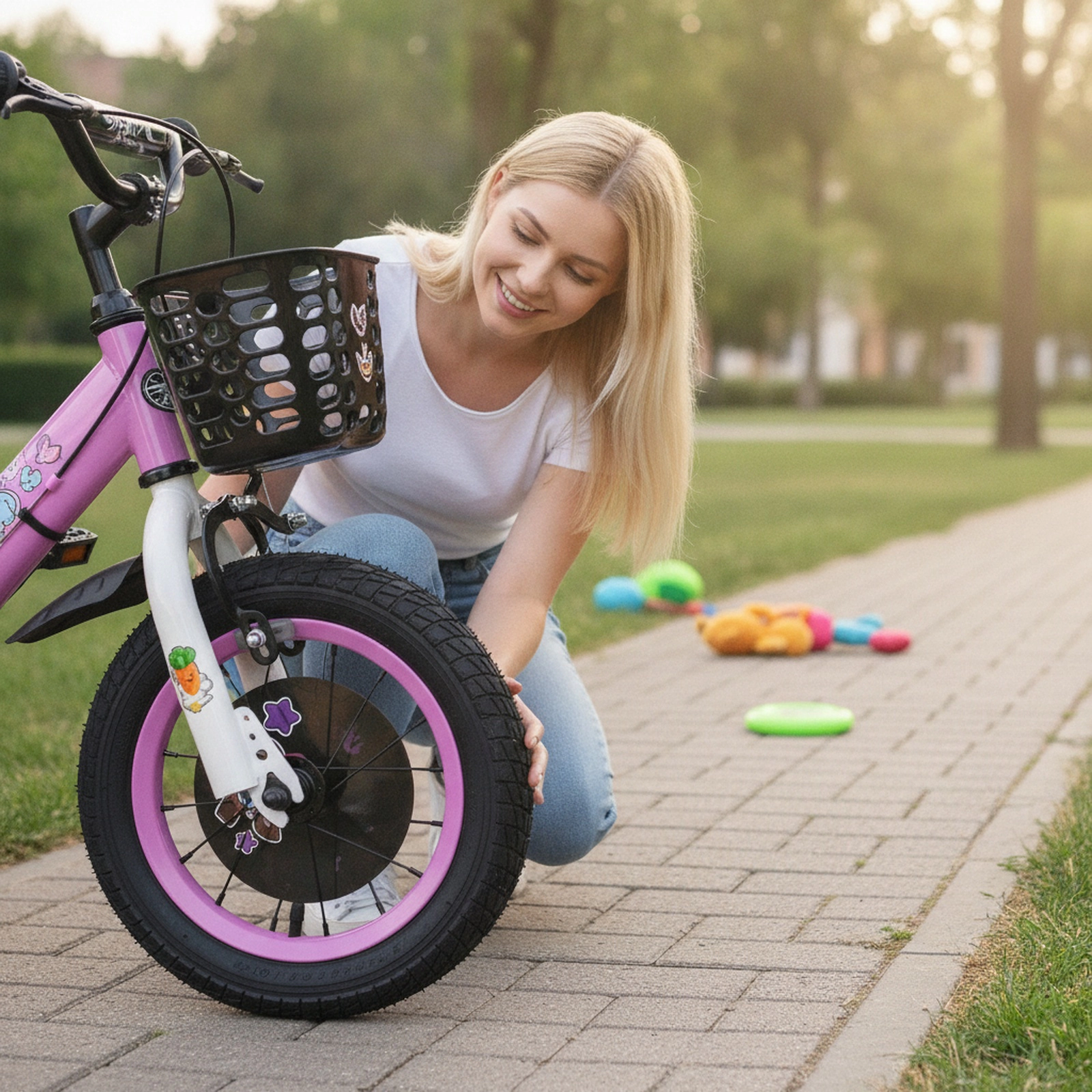 12-in Kids Bike Front Basket Fenders Removable Training Wheels and Adjustable Handlebar and Saddle Ages 3-4 Purple