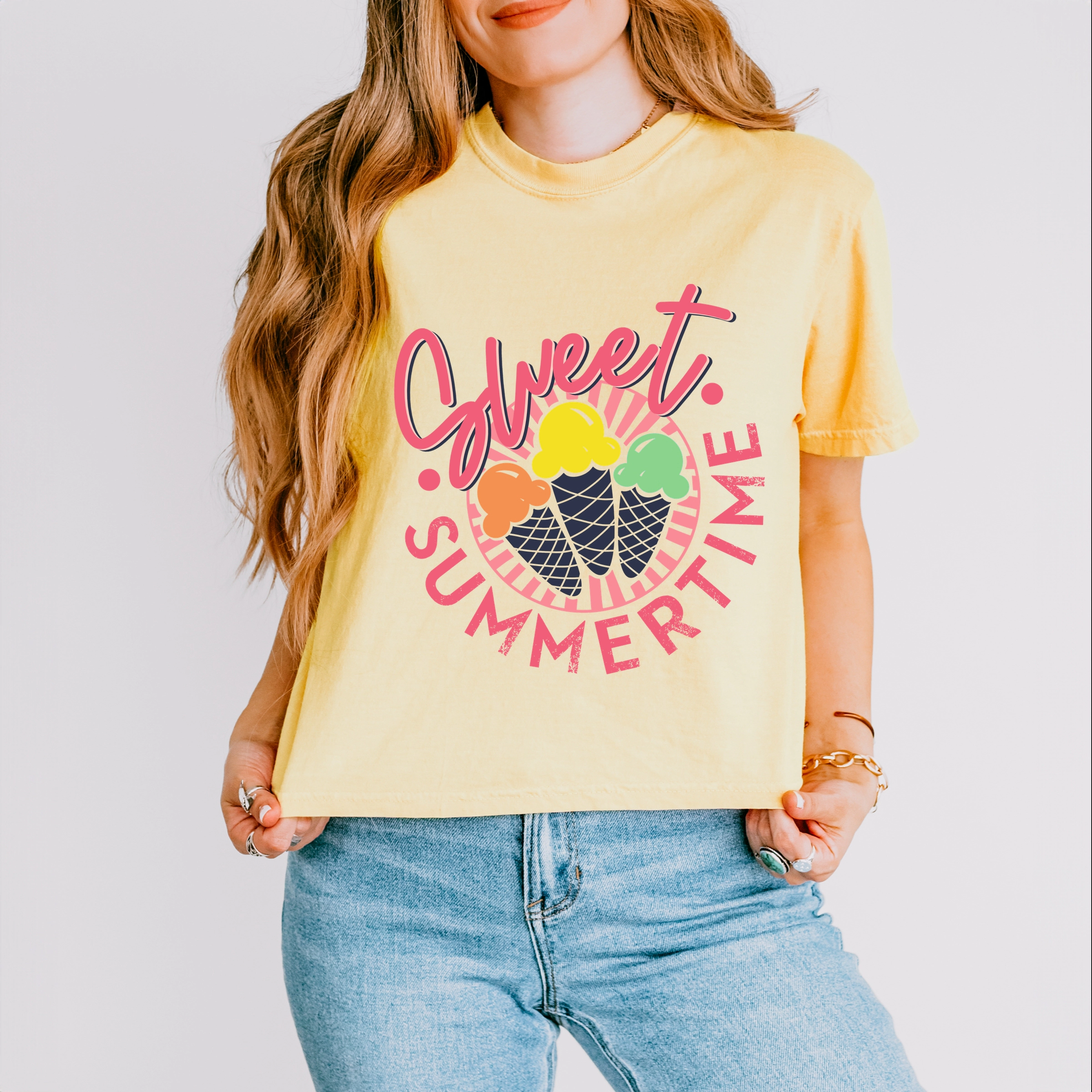 Simply Sage Market - Sweet Summer Time Women's Boxy Crop Top Graphic T-Shirt
