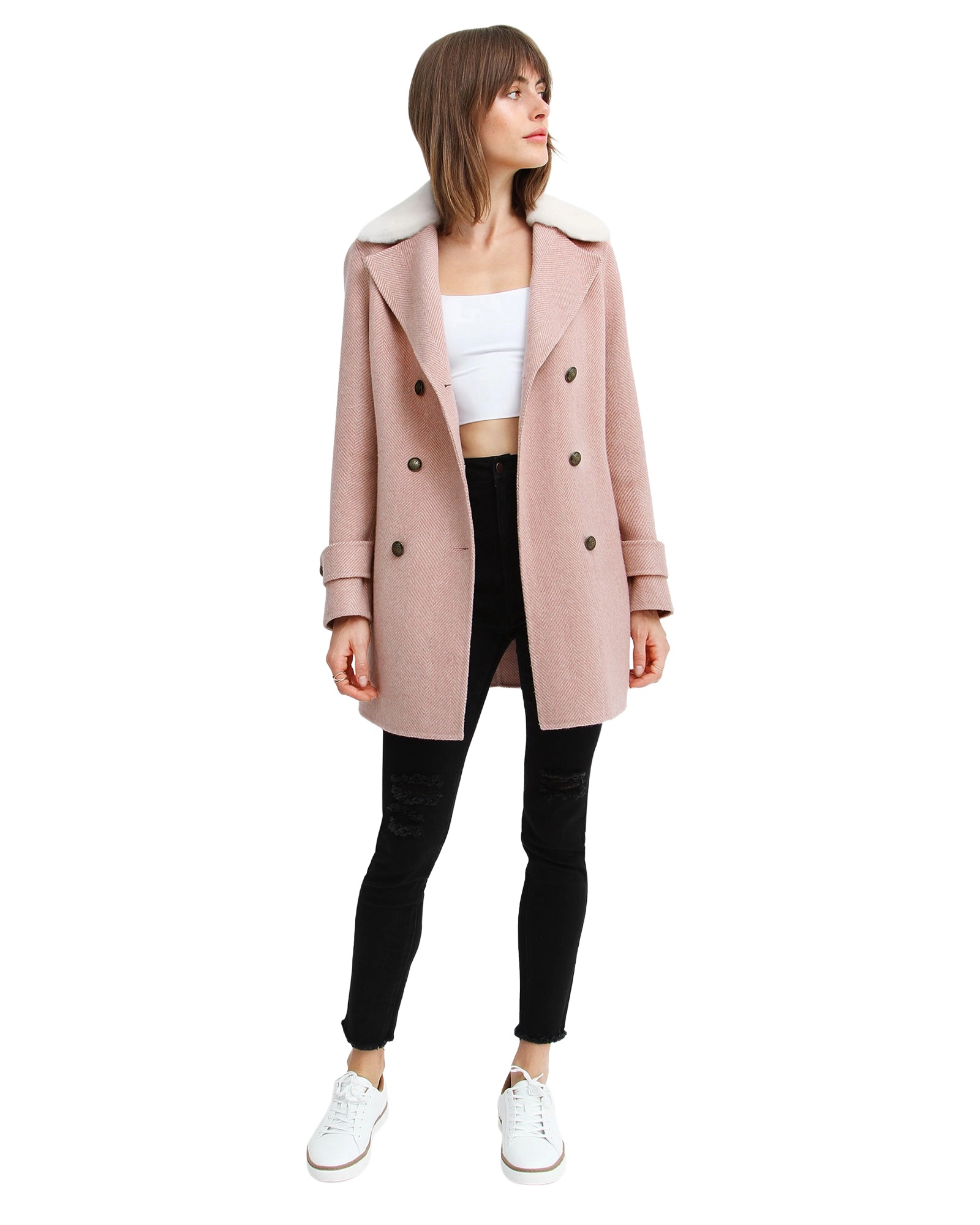 Belle & Bloom Womens Liberty Sherpa Collar Wool Blend Coat