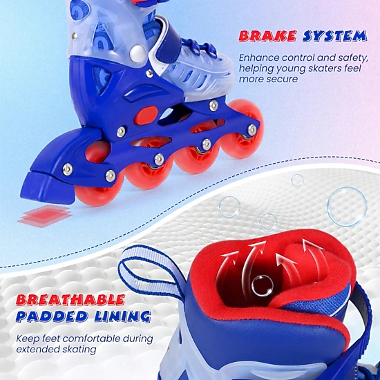 SUGIFT 4-Size Adjustable Illuminating Kids Inline Skates with Light Up ...
