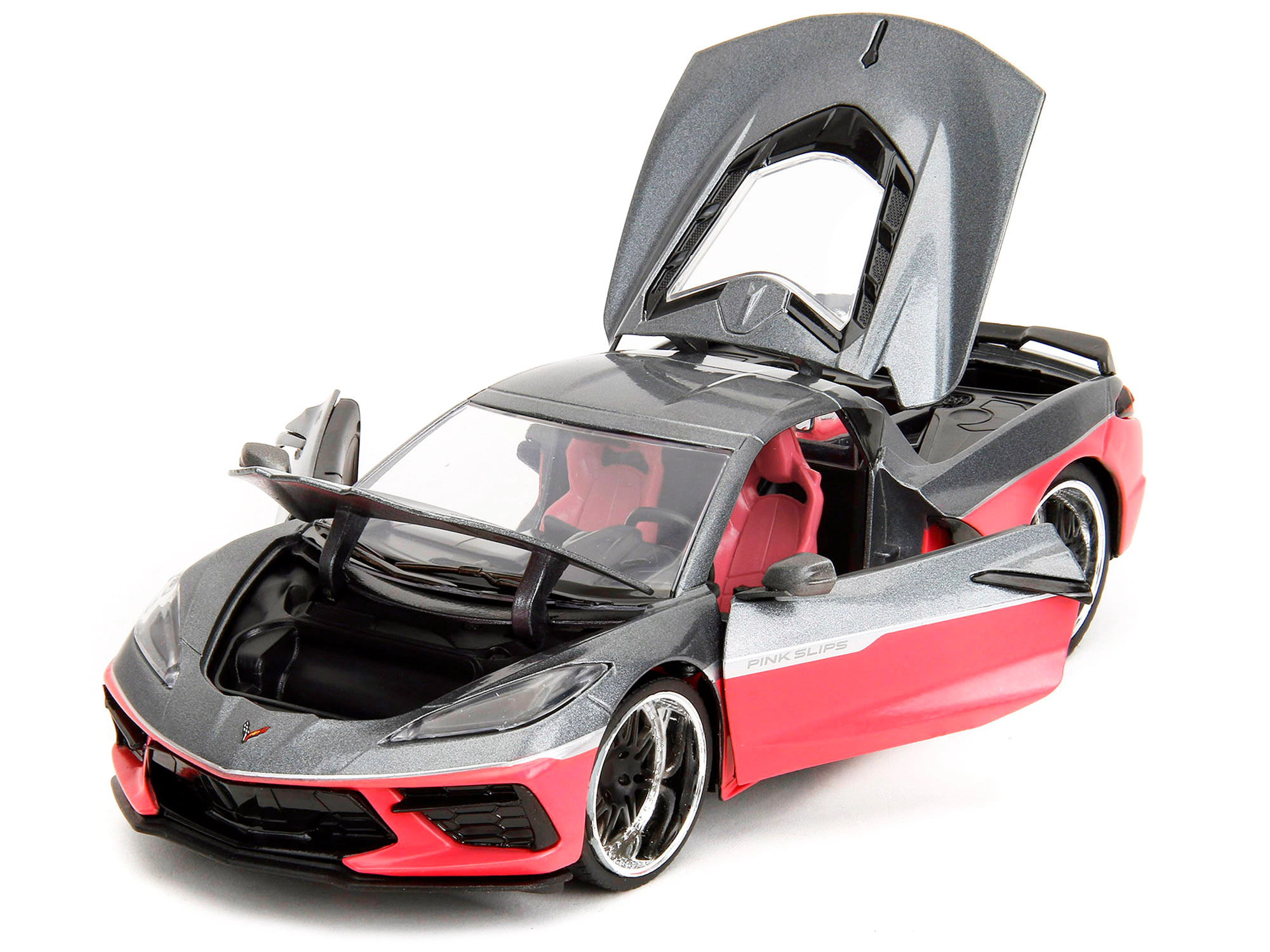 Jada 2020 Chevrolet Corvette Gray Metallic And Pink "Pink Slips" Series 1/24 Diecast Model Car By Jada