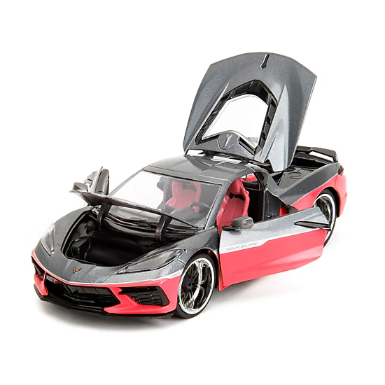 Jada Collectible 2020 Chevrolet Corvette Gray Metallic And Pink "Pink Slips" Series 1/24 Diecast Model Car