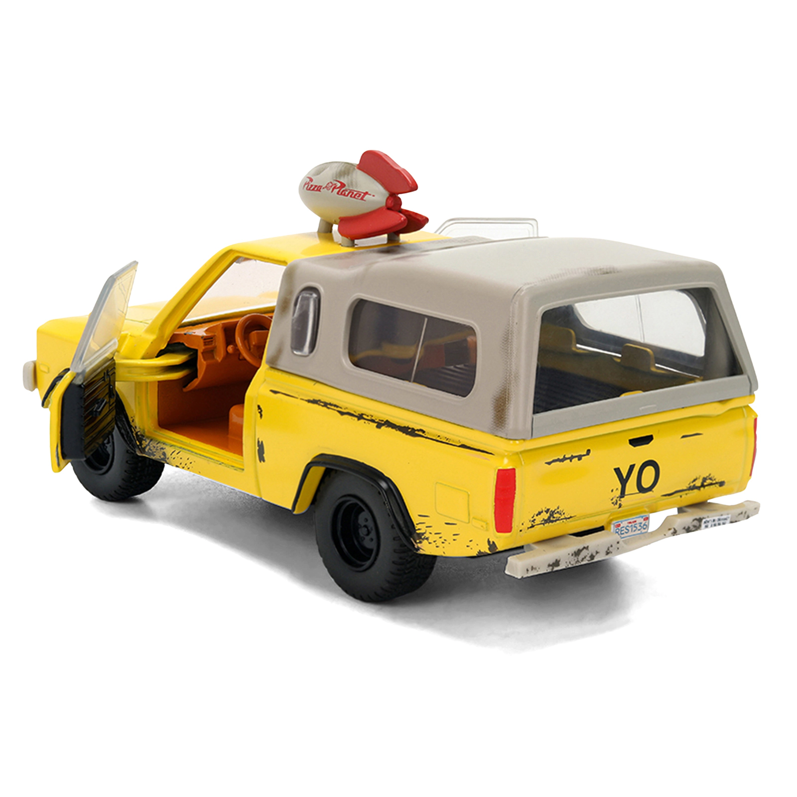 Jada Pizza Planet Truck Yellow (Weathered) with Beige Camper "Toy Story" (1995) Movie "Hollywood Rides" Series