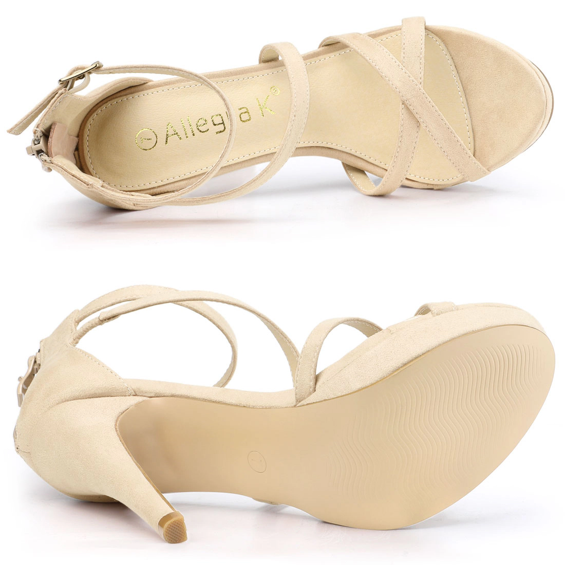 BLISSFUL STEP Women's Strappy Platform Stiletto Heels Sandals