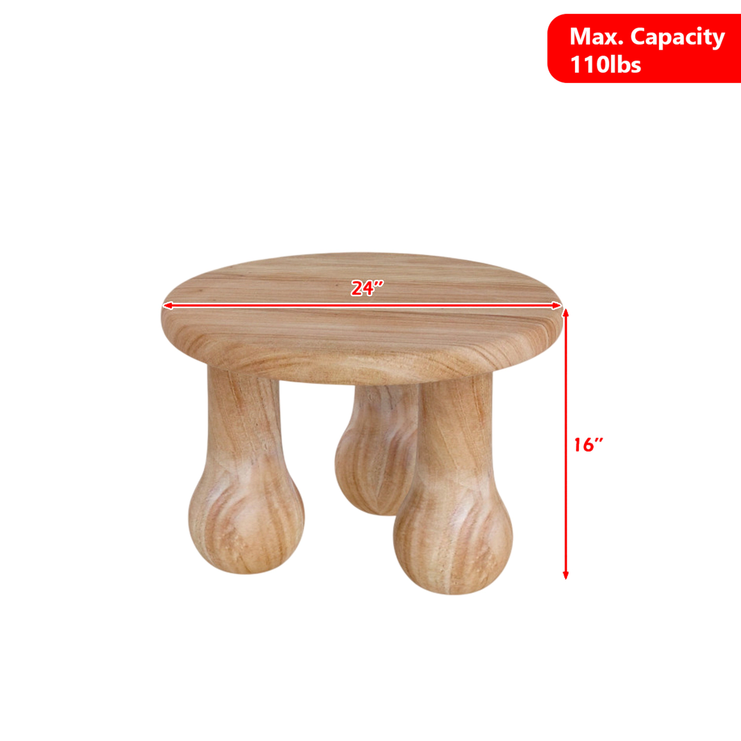 Hivvago Solid Mahogany Accent Coffee Table with Thick Top and Elegant Column Base