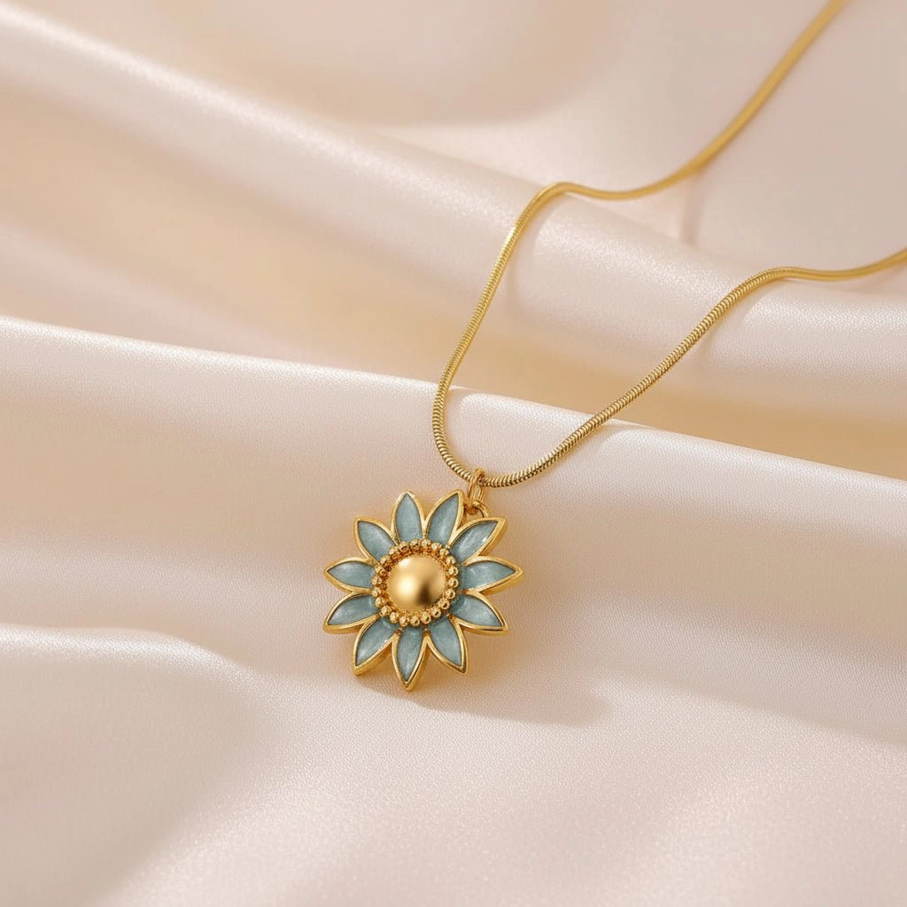 DressAtR Women's Enamel Flower 18K Gold Plated Necklace