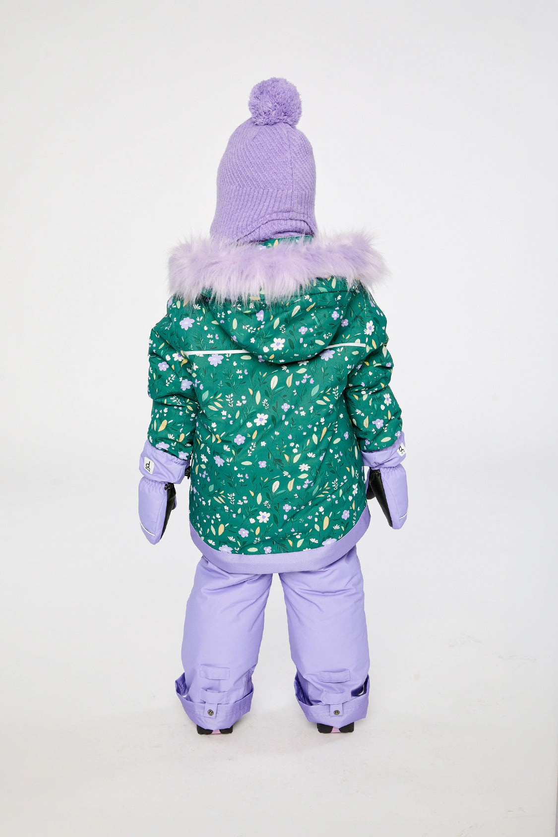 Deux par Girls Mini Flower Print Two Piece Play Snowsuit with Hooded Jacket and Snow Pants