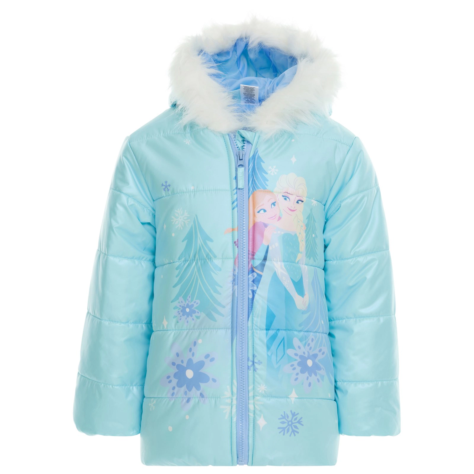 Disney Girls' Faux Fur Hooded Puffer Coat
