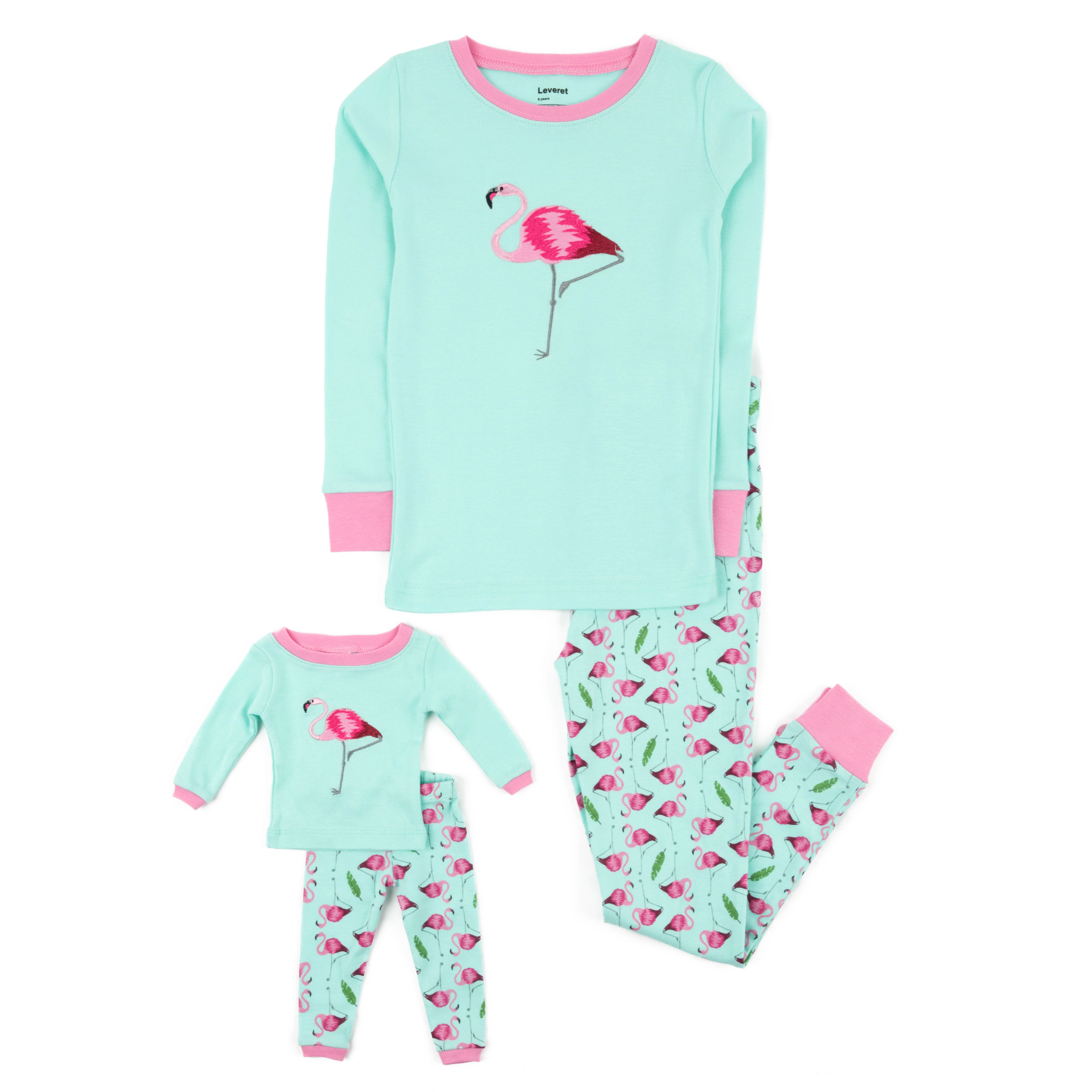 Leveret Girl & Doll Matching Cotton Nature Wildlife Pajama Set