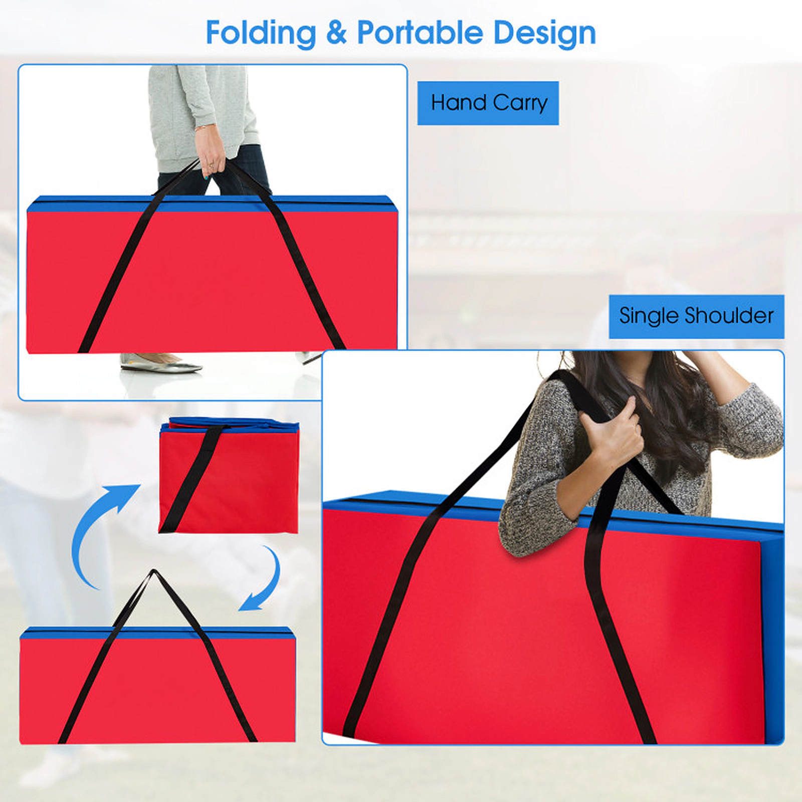 SUGIFT Red and Blue Giant 4-in-a-Row Game Carrying Bag with Ergonomic Shoulder Strap 33-in W 9-in D 14-in H