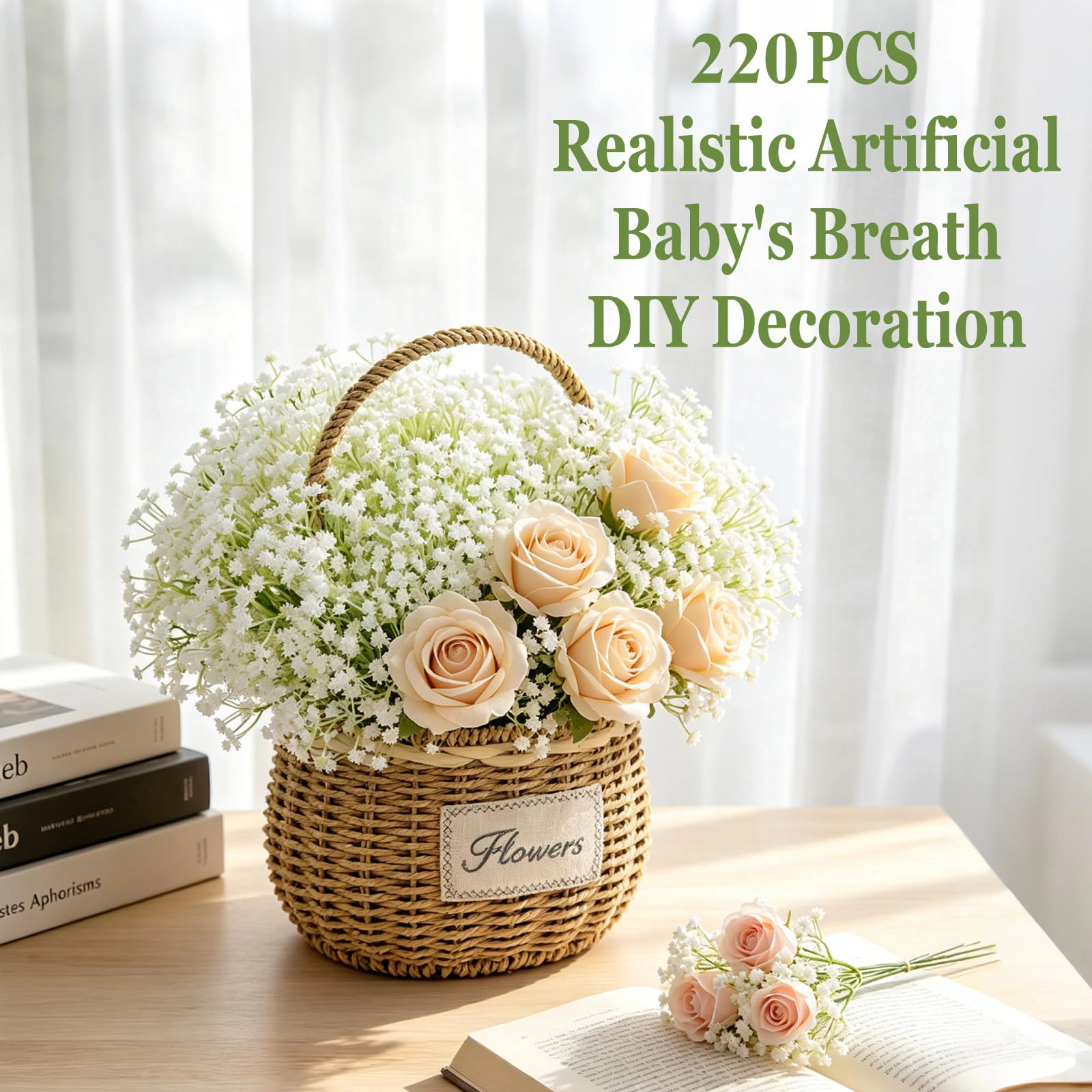 PUPWE 300s Breath Artificial Flowers Bulk White Real Touch