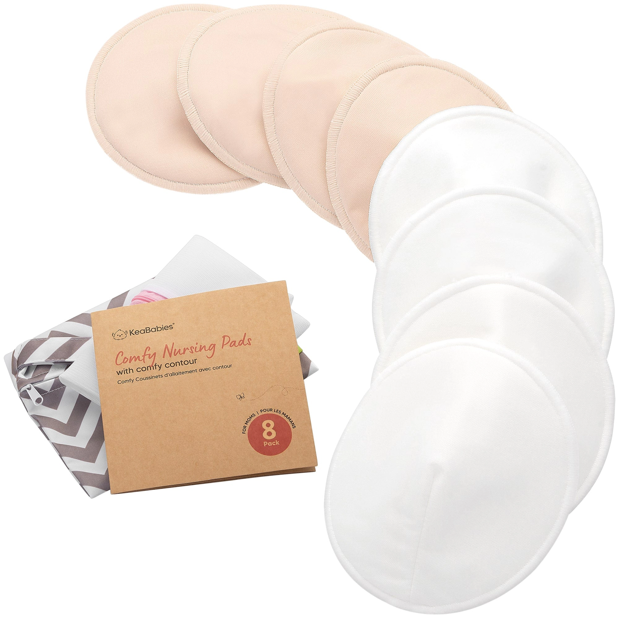 KeaBabies 8-Pack Comfy Nursing Pads, Postpartum Breastfeeding Pads