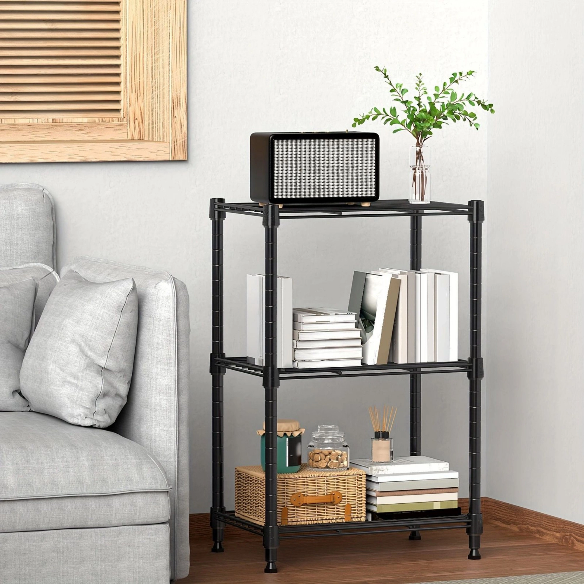 Flynama 3 Tier Utility Wire Shelving 450 lbs Steel Organizer Rack for Home Kitchen and Office in Chrome