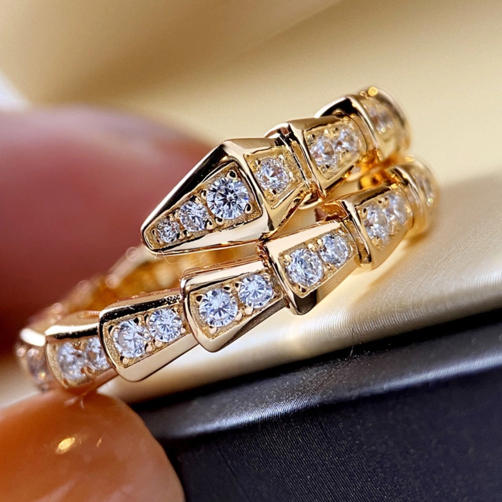 Wardrobe Whimsy Serpenti‑Style Pave Cubic Zirconia Snake Band Ring