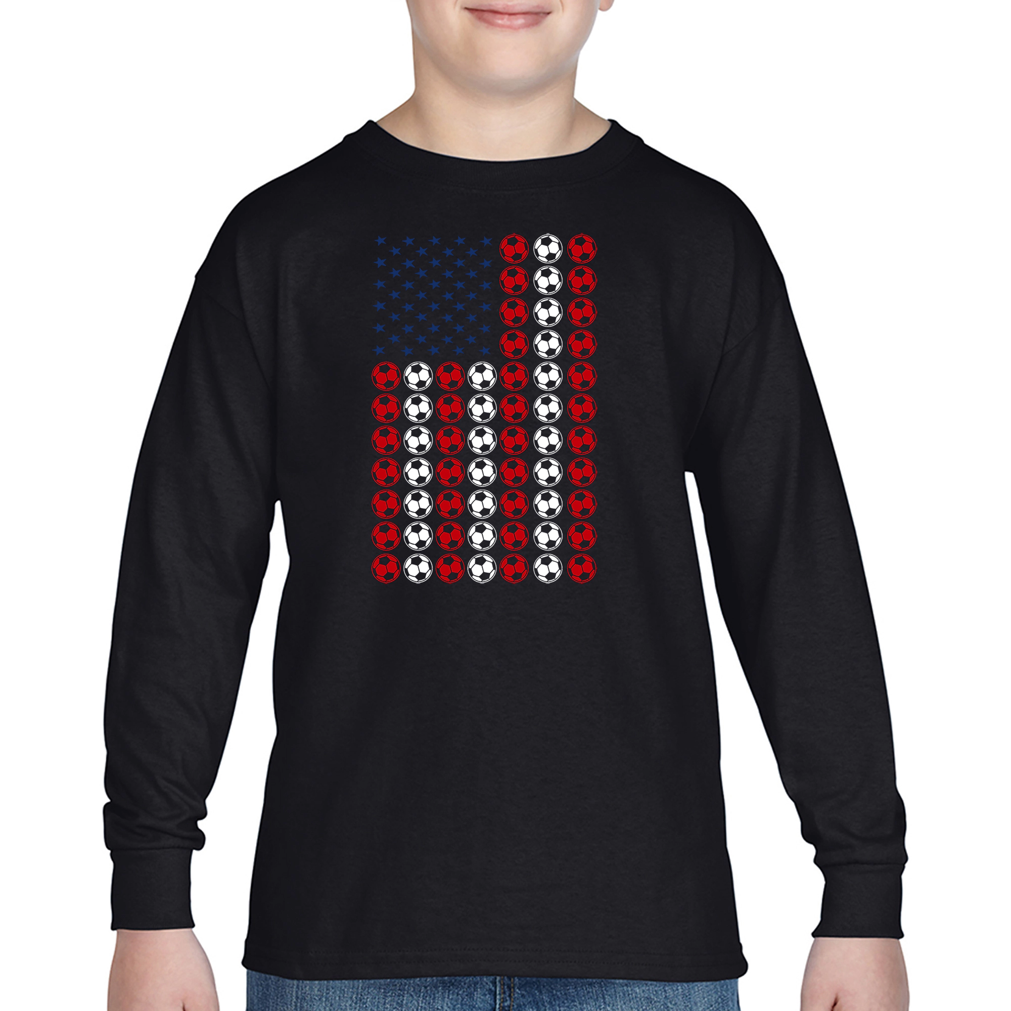 LA Pop Art Boys Long Sleeve T-Shirt - Soccer Flag