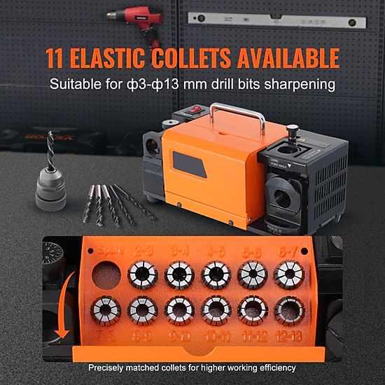 HONGGE 3 to 13 mm Drill Bit Sharpener with CBN and SDC Grinding Wheels ...