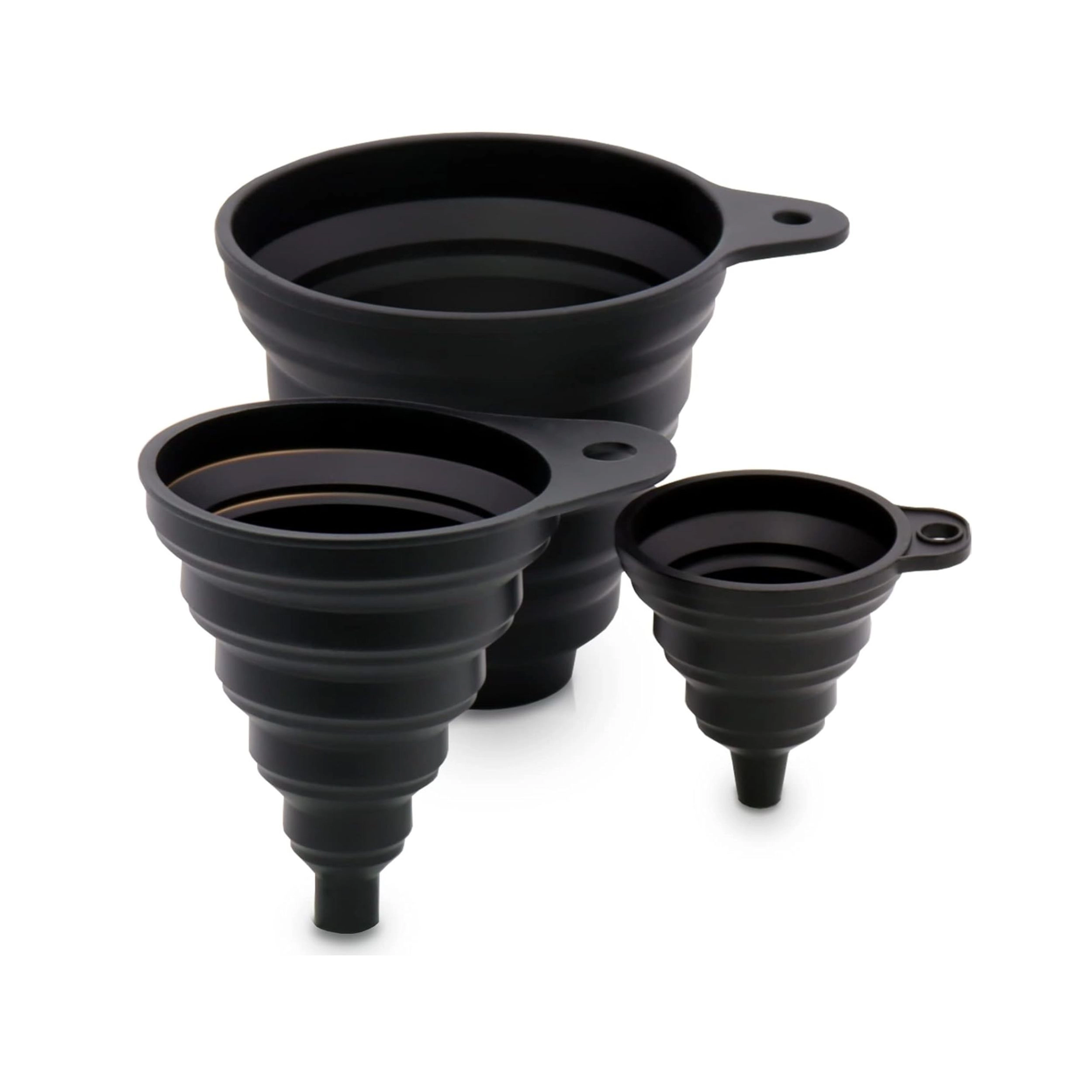 Stock Preferred Pack of 3 Silicone Kitchen Funnel Set Food Grade Collapsible Bottle Funnels