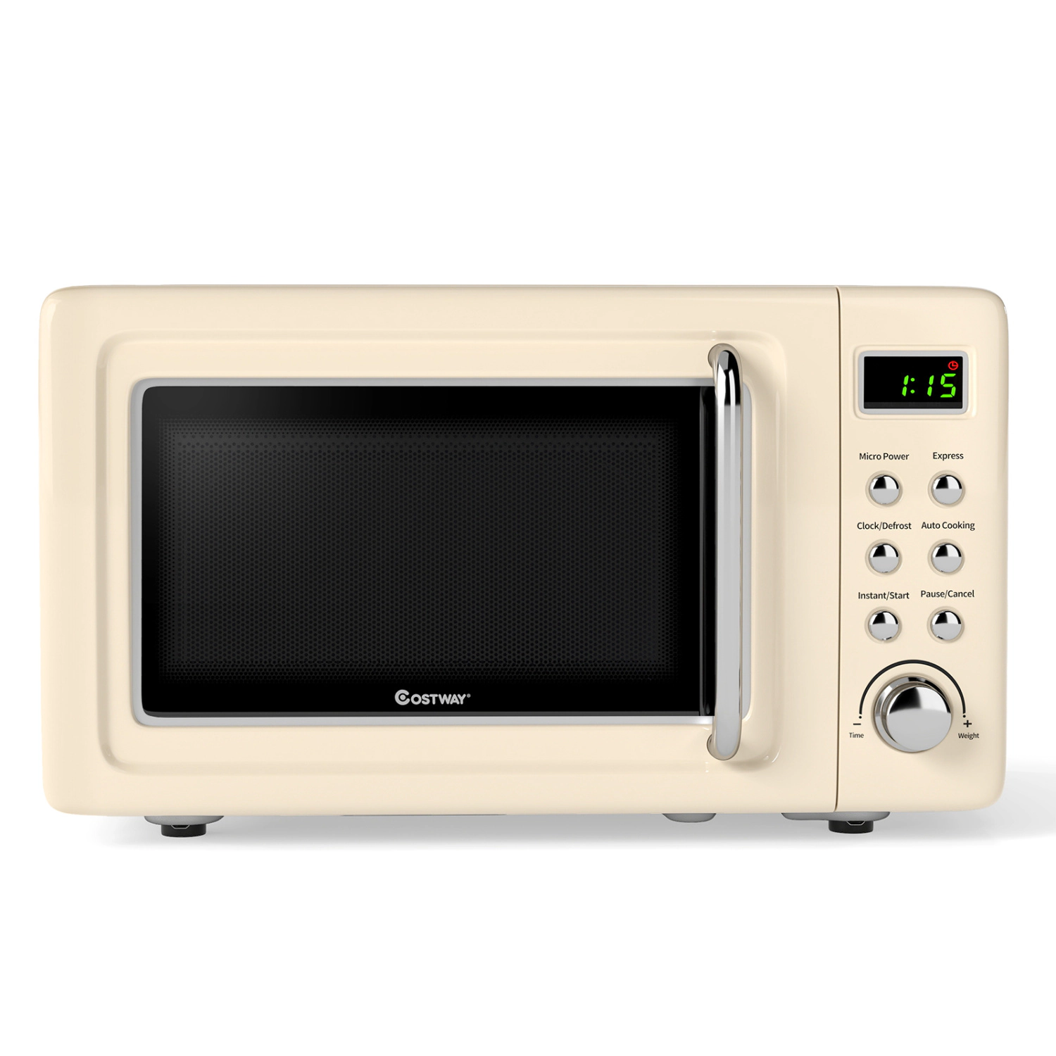 LJG 700W Retro Countertop Microwave Oven with 5 Micro Power and Auto Cooking Function