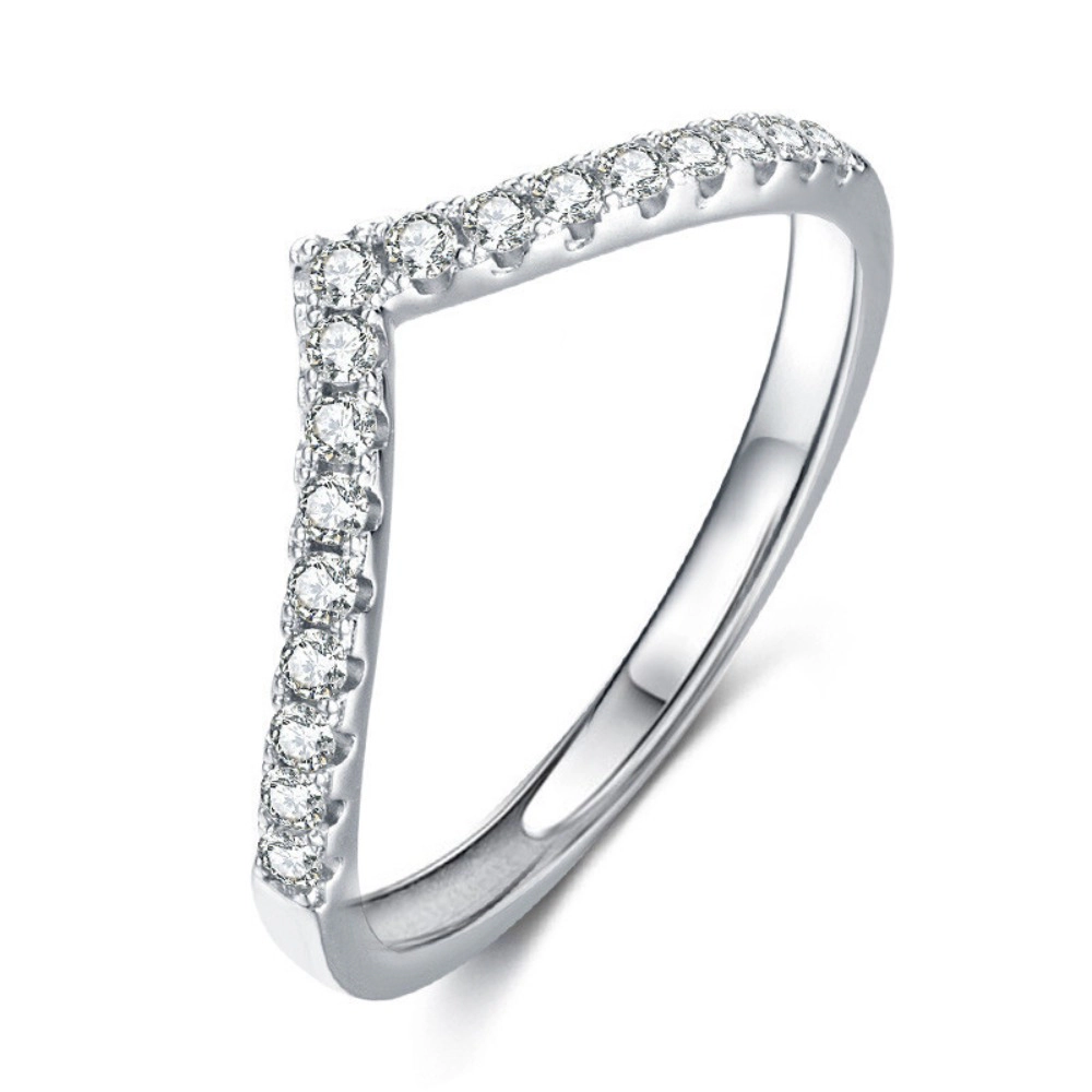 Wardrobe Whimsy V‑Shaped Pave Cubic Zirconia Stackable Ring