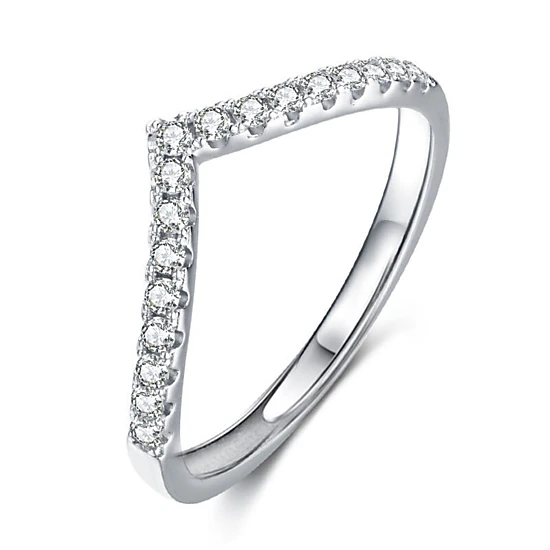 Wardrobe Whimsy V‑Shaped Pave Cubic Zirconia Stackable Ring
