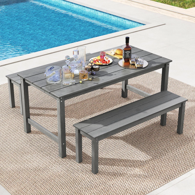 Hivvago 3 Pieces Outdoor Dining Table Set With 2 Benches