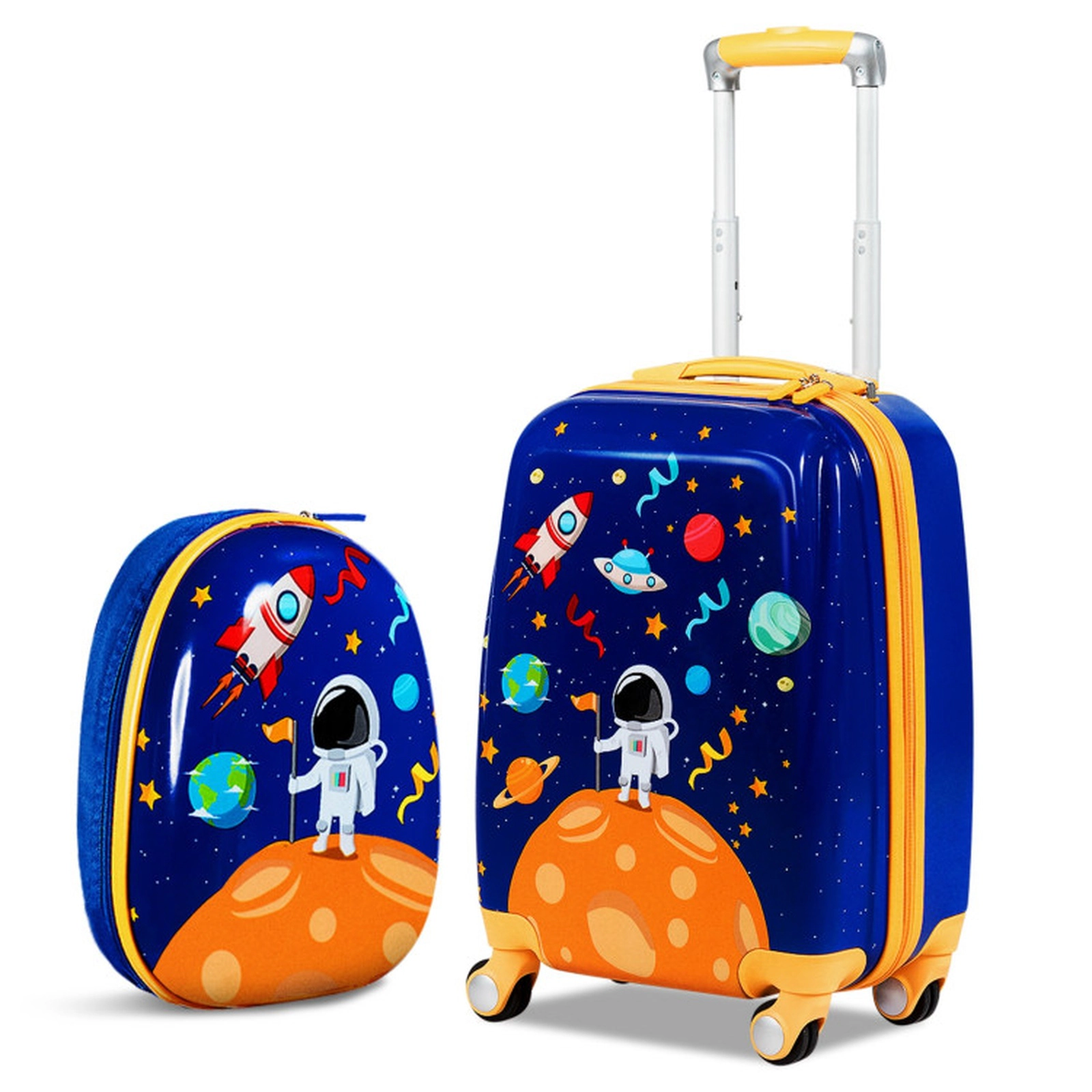 SUGIFT 2-Piece Kids Rolling Luggage Suitcase and Backpack Set 20-in Carry-On with 12.5-in Backpack Blue