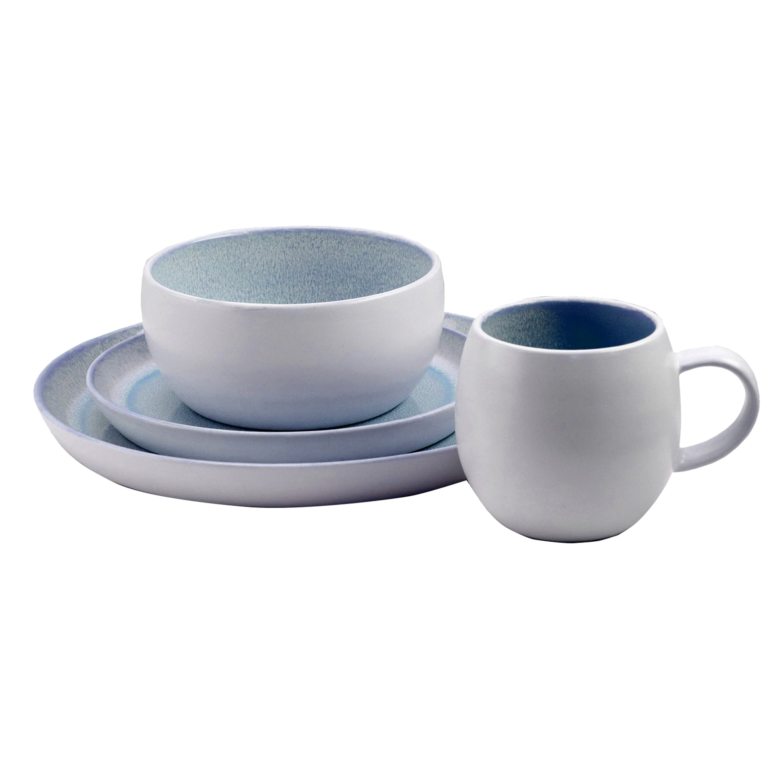 Elama Mocha 16 Piece Stoneware Dinnerware Set