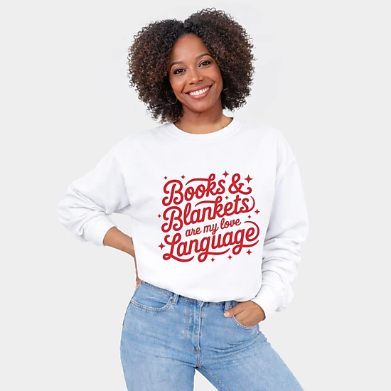 Simply Sage Market - Books & Blankets Are My Love Language -  Women's Graphic Sweatshirt