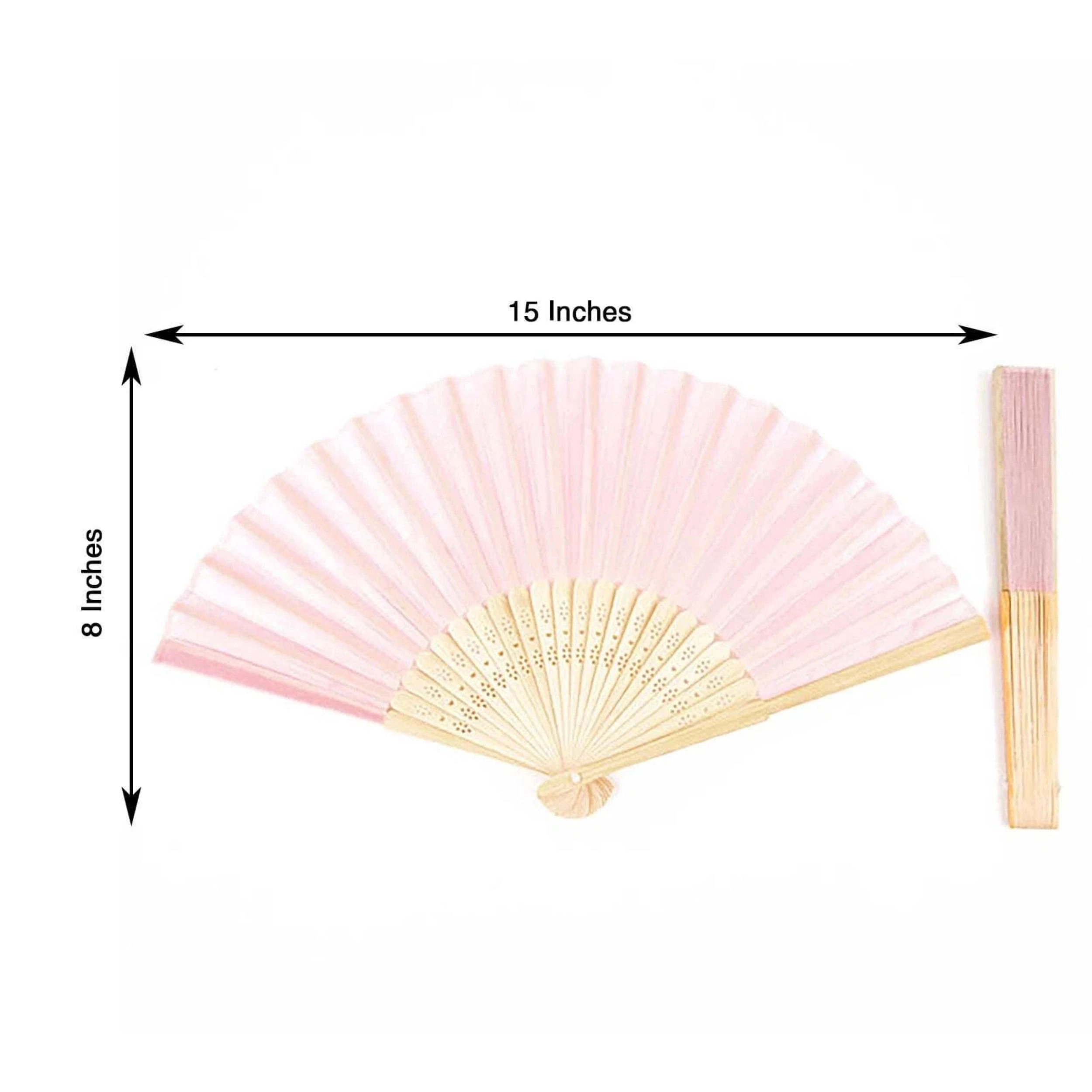 Home Collection Pack of 5 Silk Folding Hand Fans with Bamboo Handles