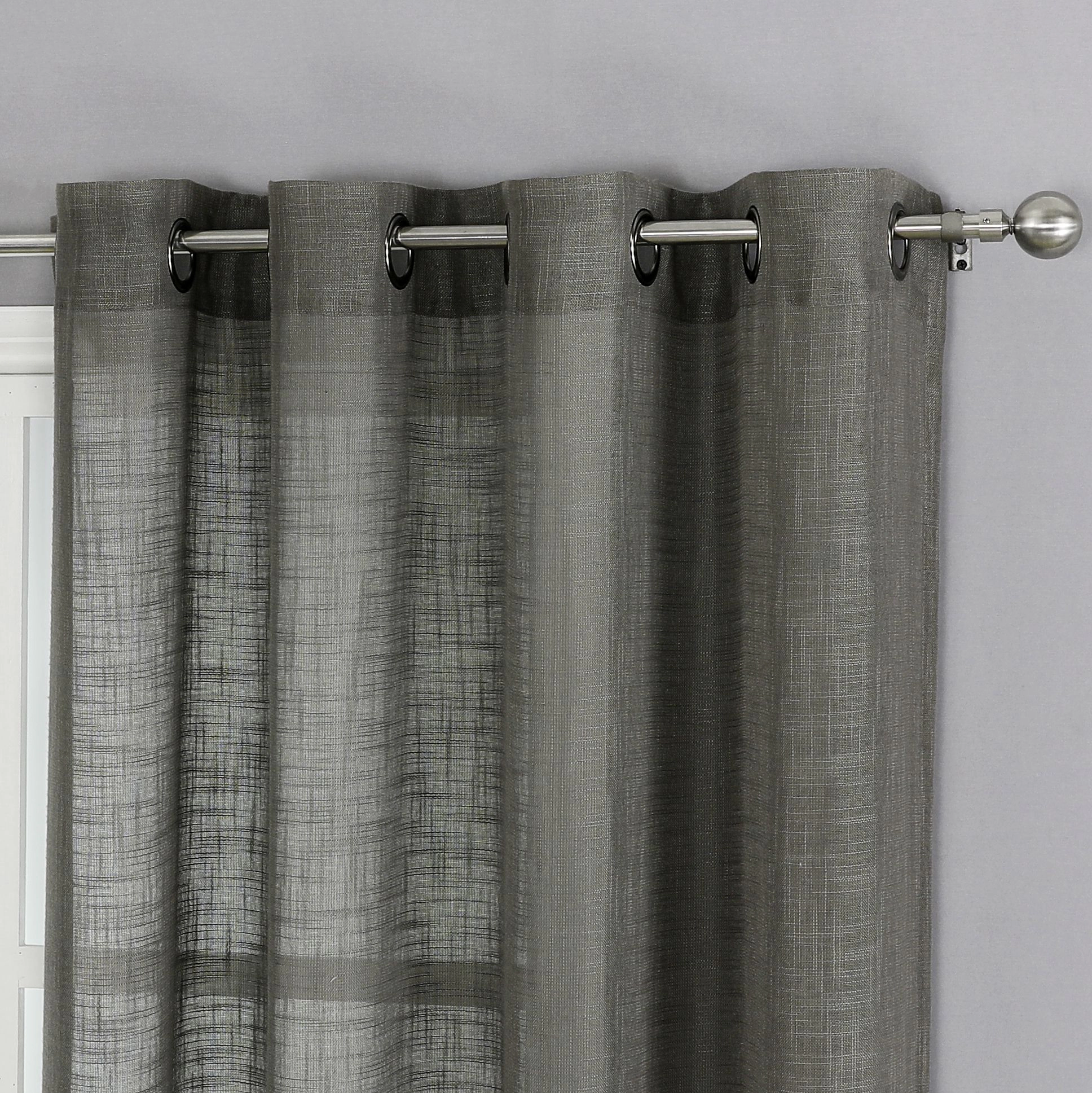 Kate Aurora 2 Pack Lux Thread Premium Woven Grommet Top Sheer Curtain Panels