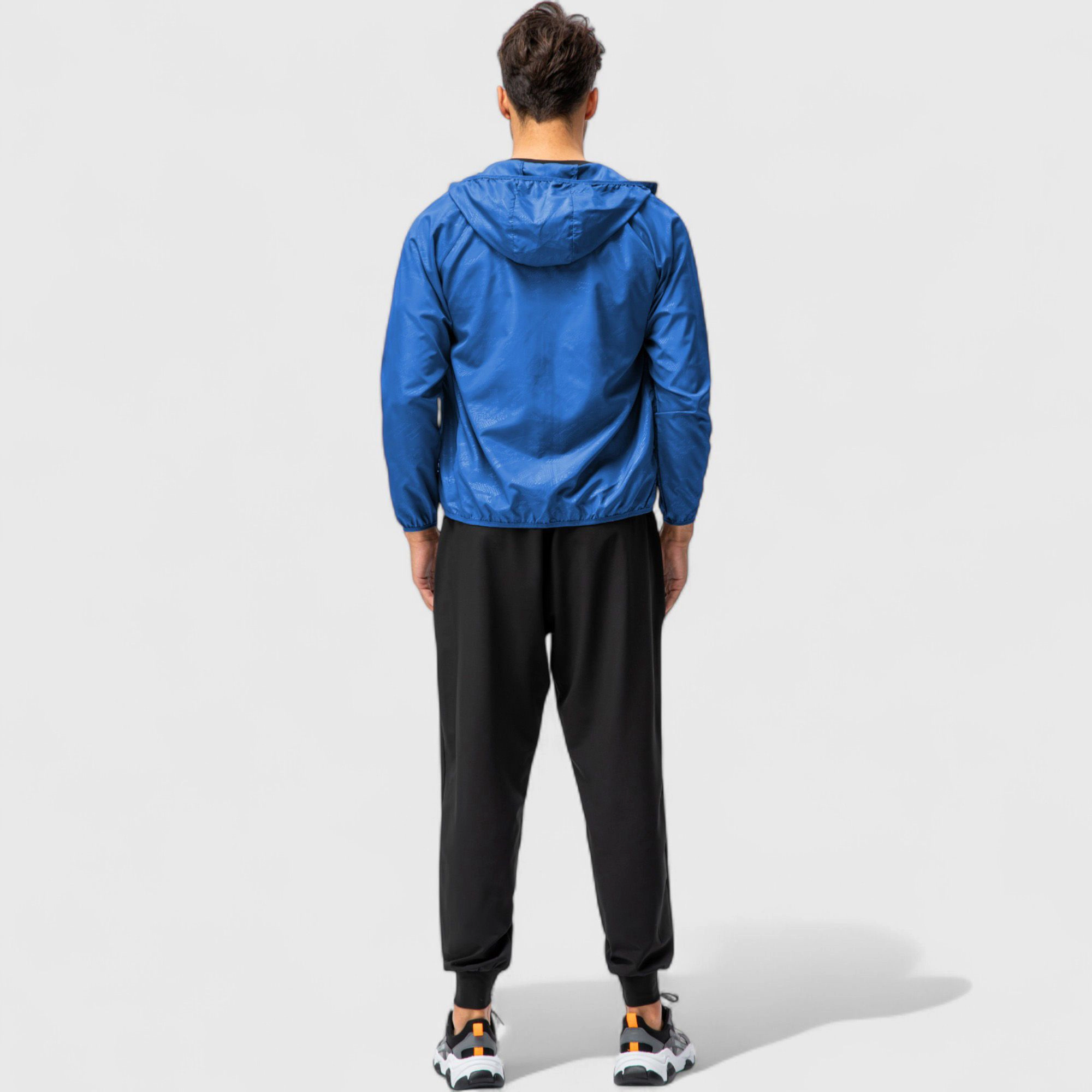 Anna-Kaci Men's Full-Zip Hooded Windbreaker Jacket with Side Pockets and Elastic Cuffs