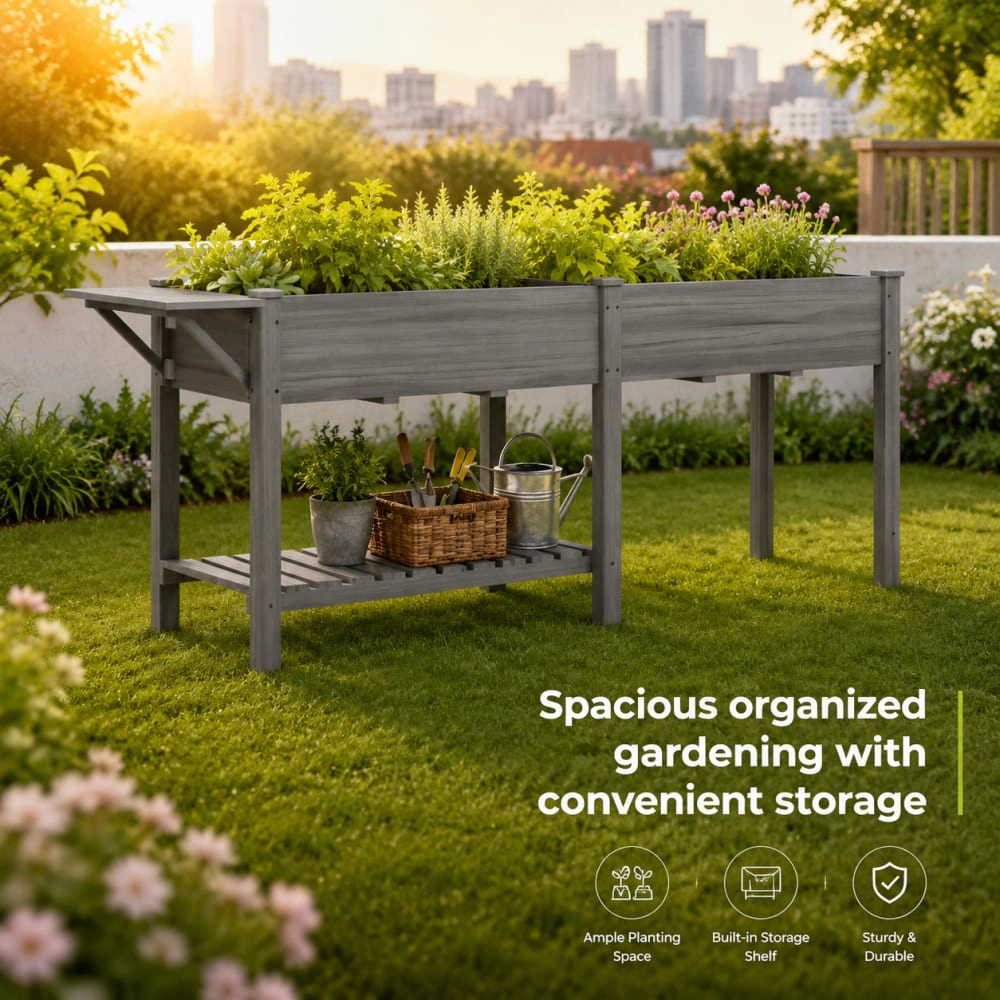 WOW PIONEER Long Rectangular Wooden Planter Box
