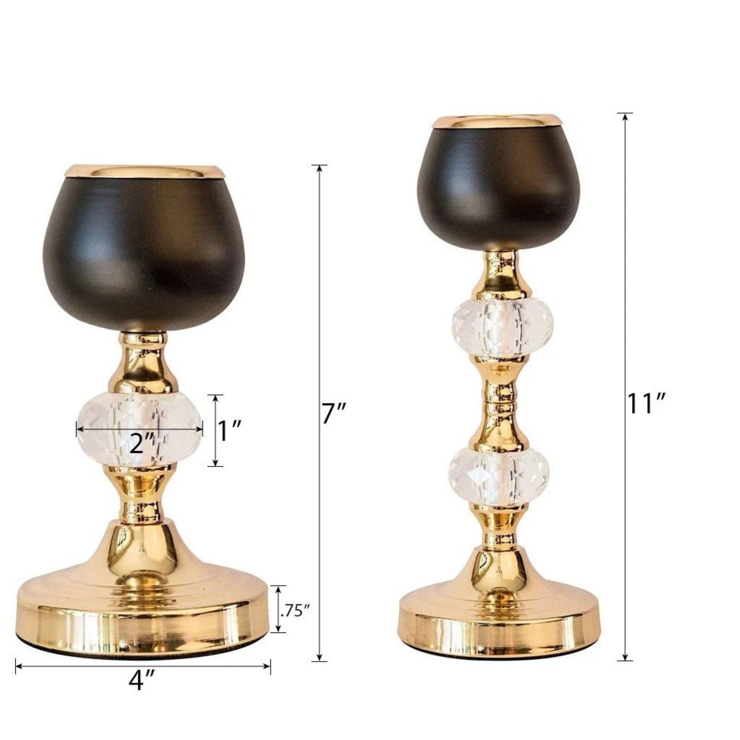 Home Collection Gold and Black Crystal Accent Candle Holders Set of 2