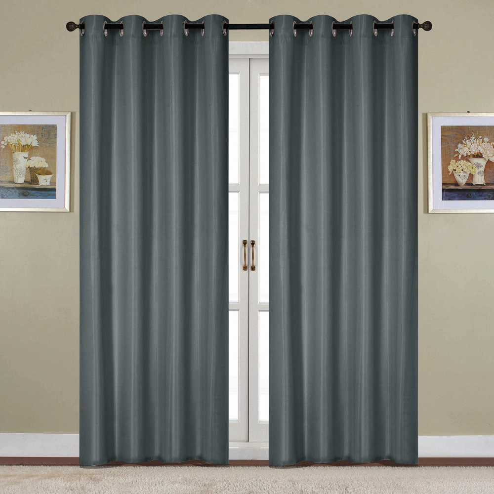 RT Designers Collection Kennedy Elegant Design Grommet Curtain Panel 54" x 90" Charcoal