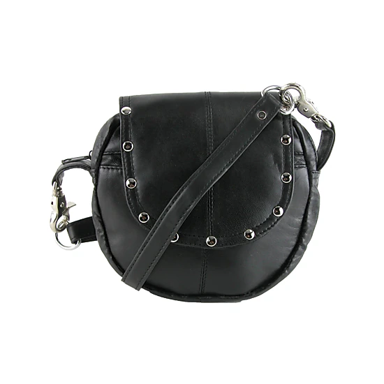 CTM® Leather Studded Biker Belt Waistpack