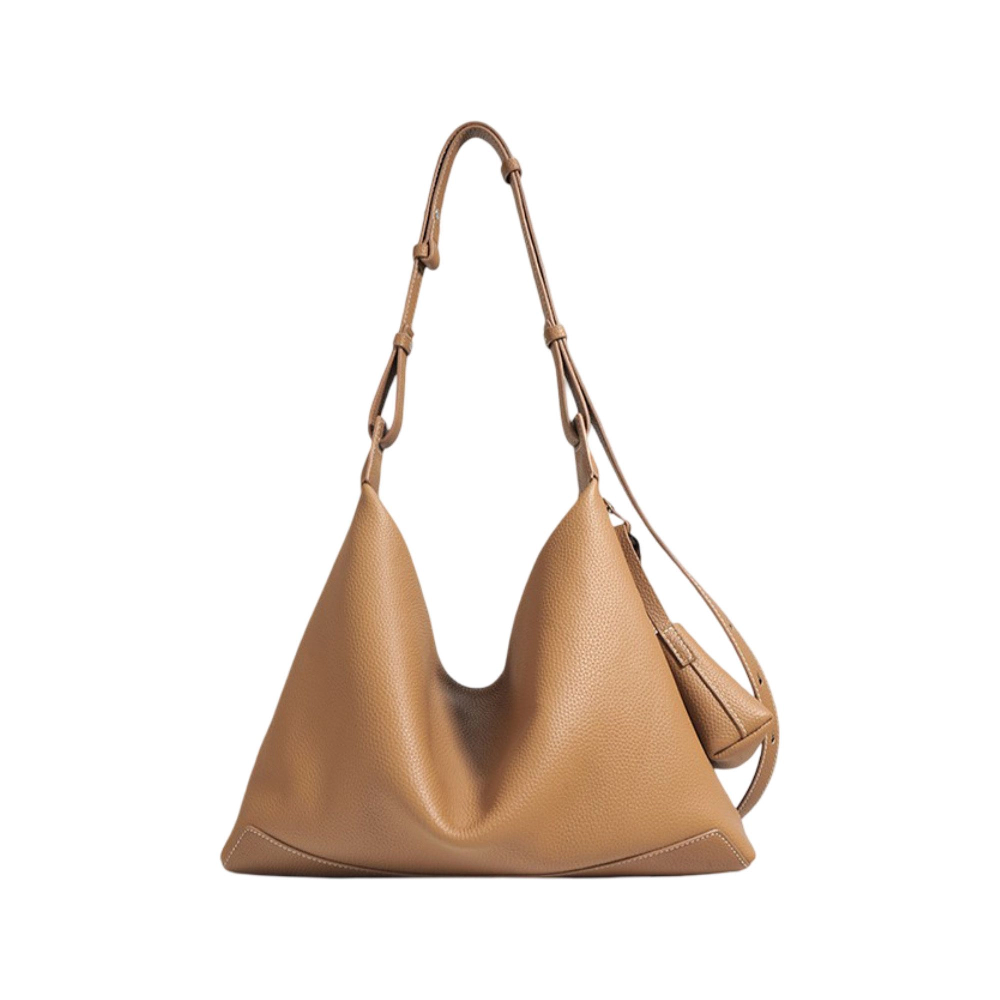 Alilang Women's Slouchy Leather Hobo Shoulder Bag with Adjustable Strap Tassel Accent and Zip Closure