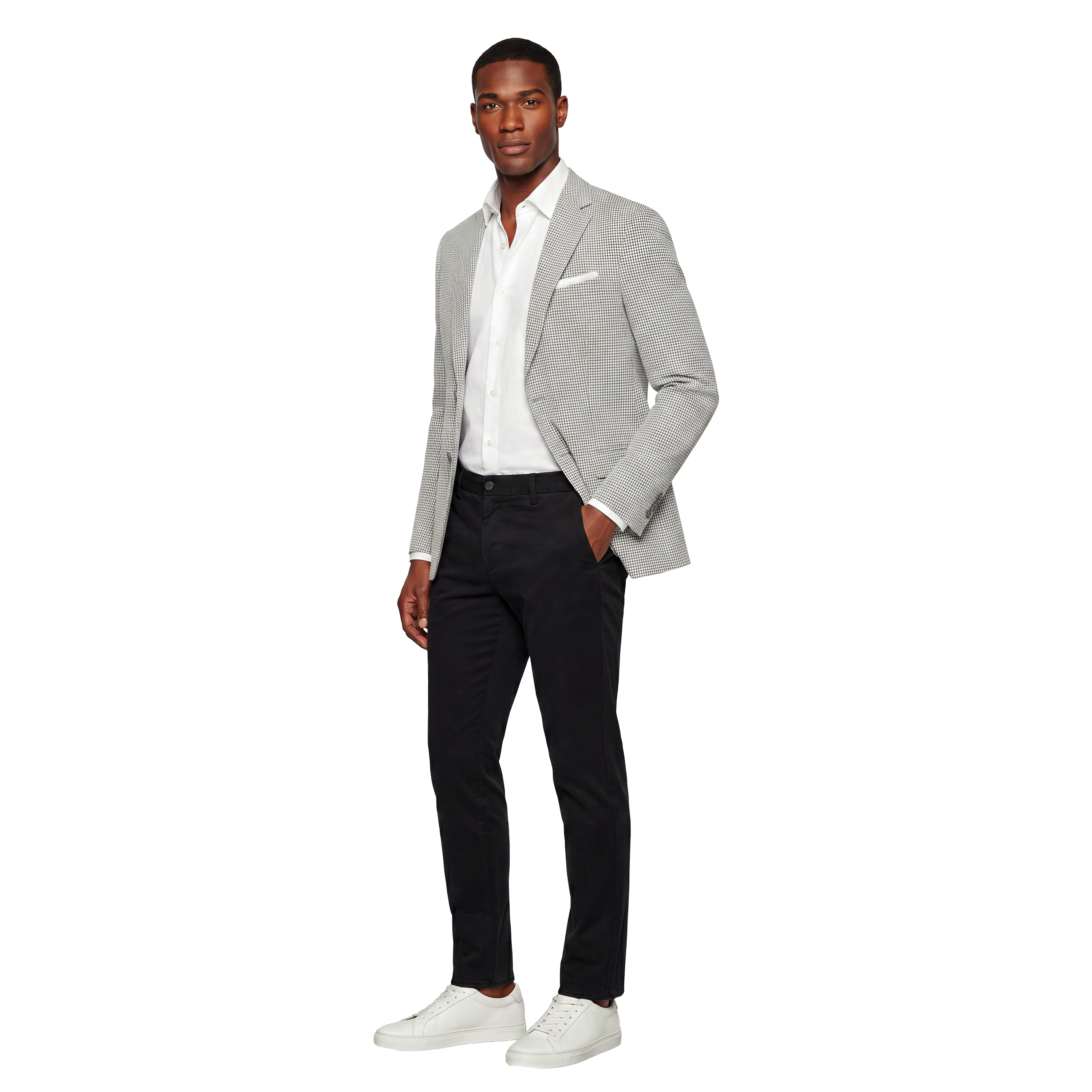 Zegarie Men's Regular Fit Micro Houndstooth Sport Coat