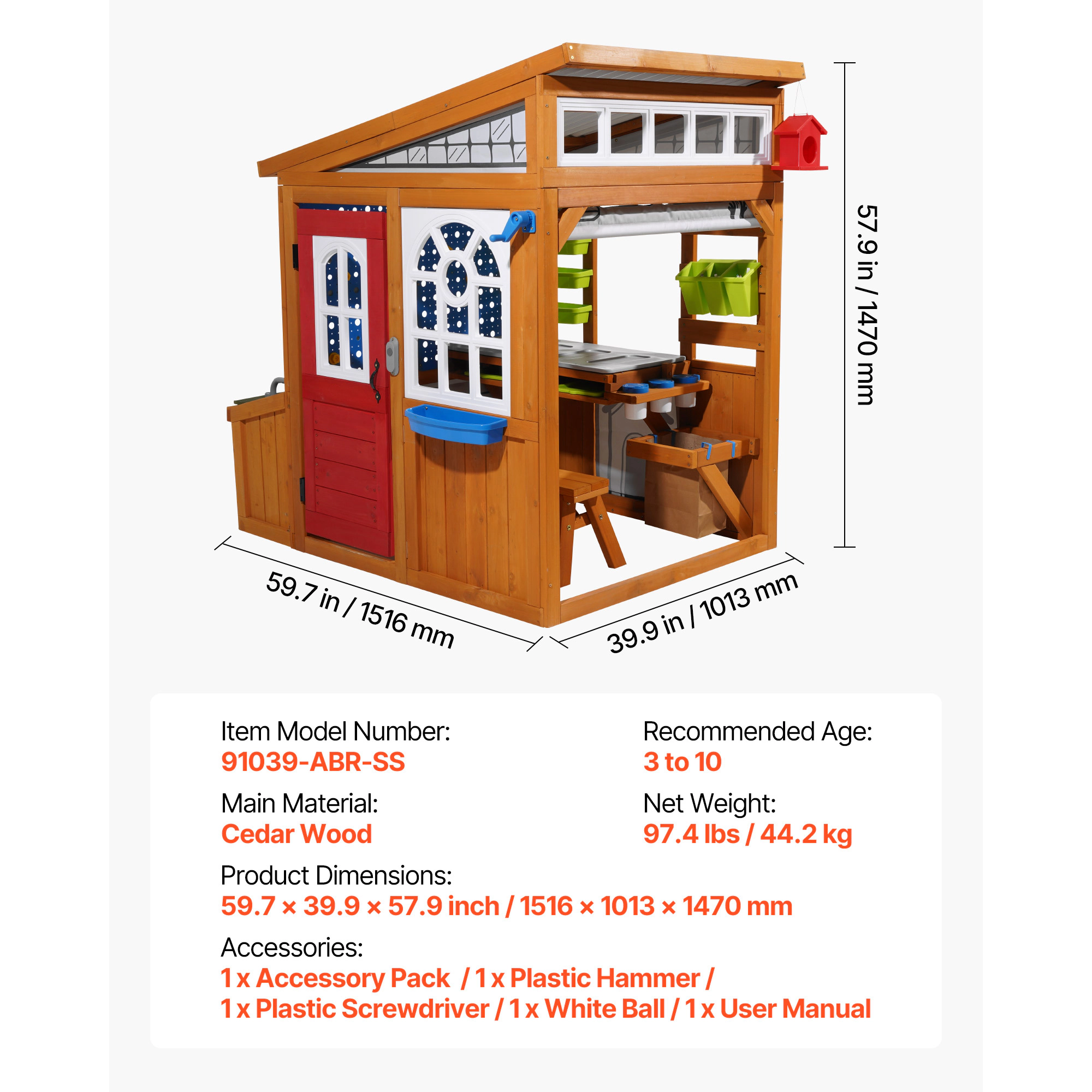HONGGE Outdoor Playhouse with for Aged