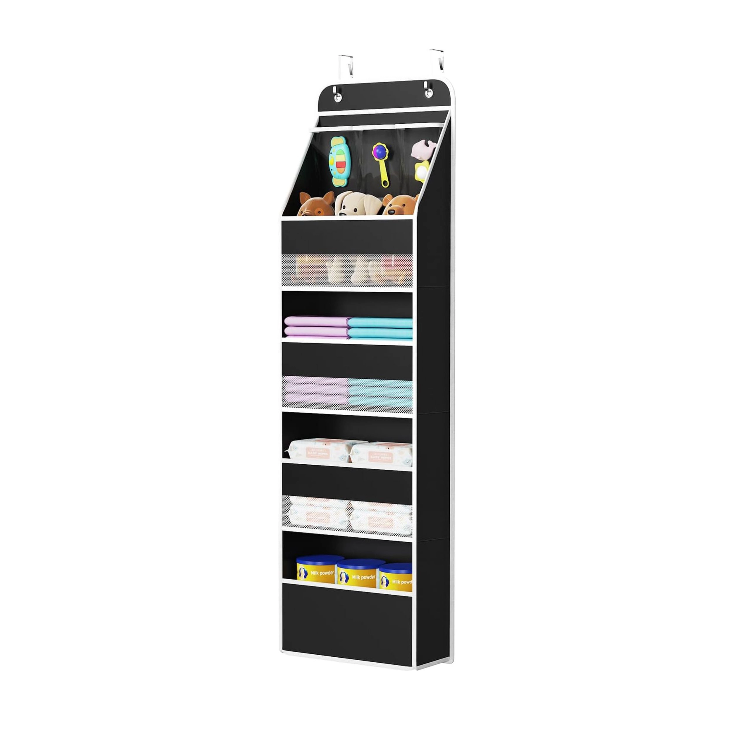 Stock Preferred Fabric Over Door Hanging Organizer 5 Shelf with Mesh Pockets