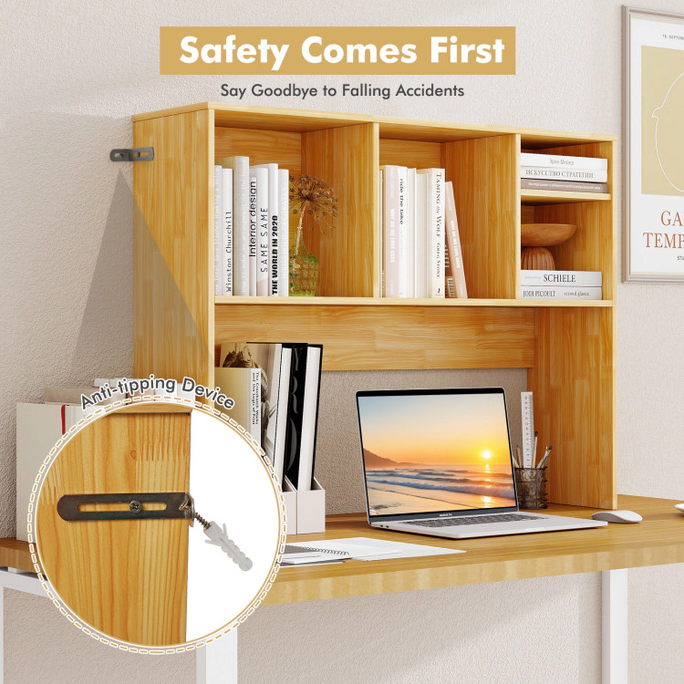 Hivvago Computer Desktop Bookcase with 4 Cubbies and Open Back Compartment