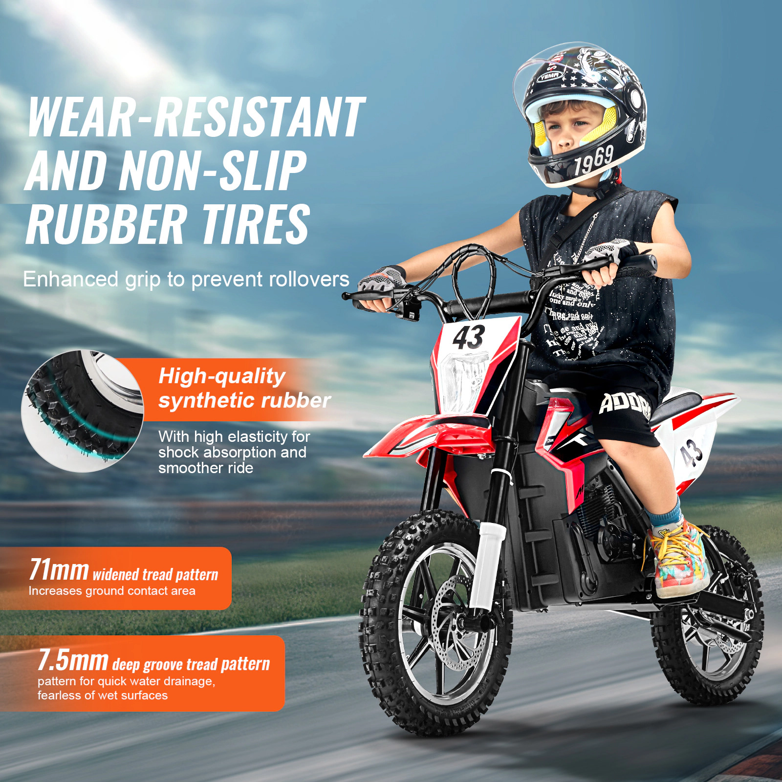 HONGGE 36V Battery Powered Kids Ride On Motorcycle, Speed Up to 15.5 MPH, Dual Brakes, 175 lb Capacity for Ages 14+