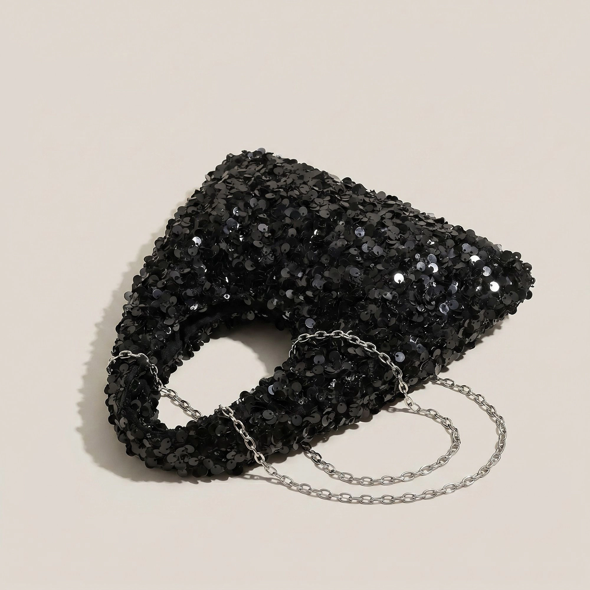 Alilang Women's Sequin Top Handle Mini Bag with Round Cutout and Chain Strap