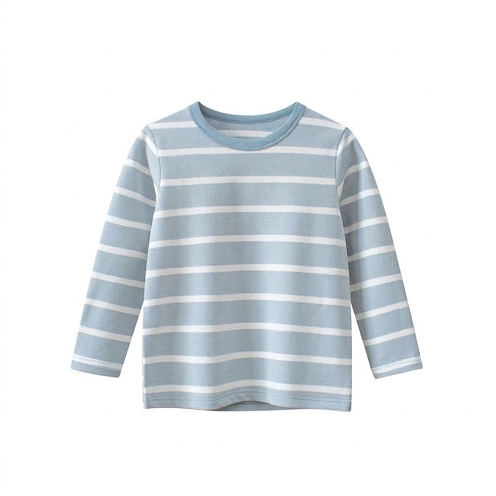 MyKids-USA Baby Blue Striped Long-Sleeve Cotton-Blend Shirt