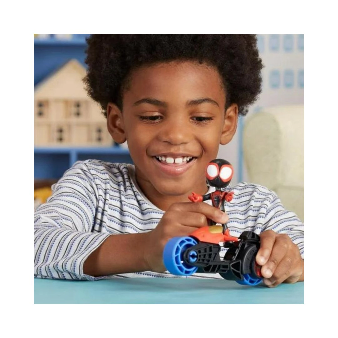 Marvel Spidey and His Amazing Friends Miles Morales 4-Inch Action Figure and Toy Motorcycle