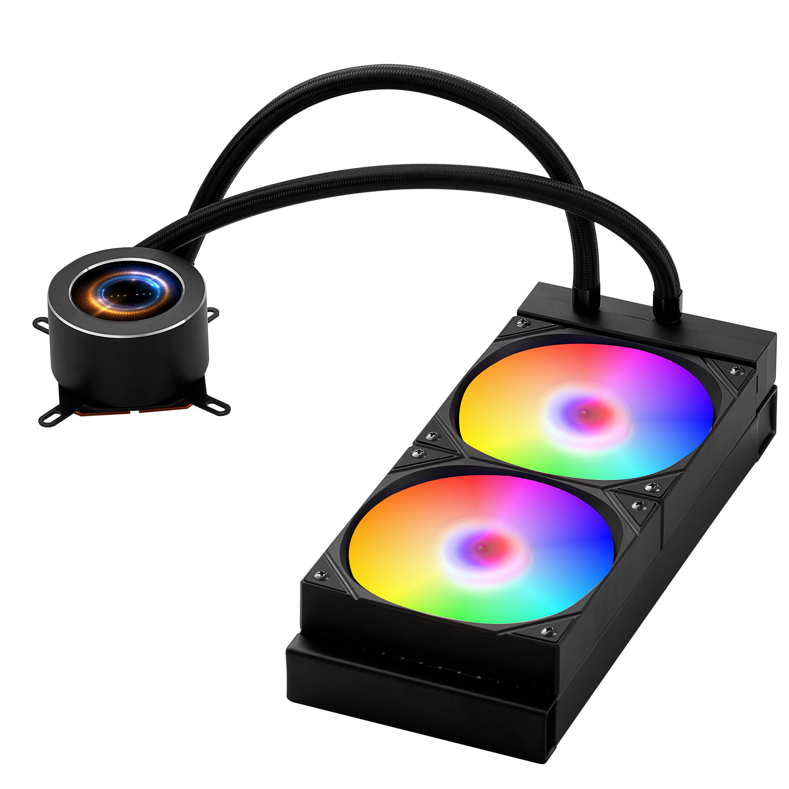 HONGGE CPU Liquid Cooler AIO CPU Water Cooler - PWN Fans & Pump Customizable Black PC Liquid Cooler with 2.1'' LCD