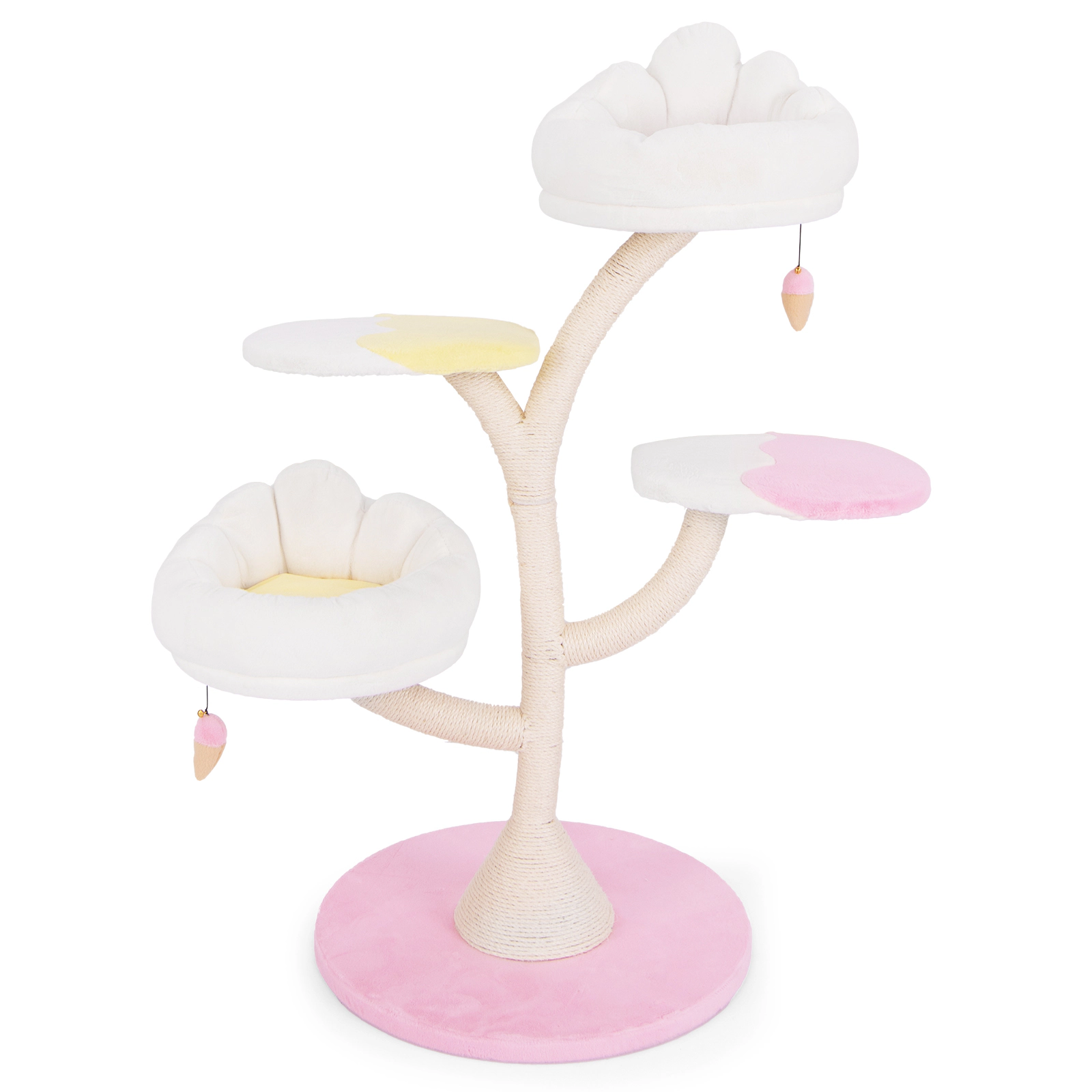 SUGIFT 48.5-in Pink Multi-Layer Cat Tree Tower with 2 Deep 16.5-in Walled Perches and 35-lb Layers