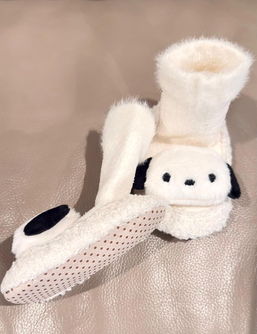 MyKids-USA Thickened Winter Toddler Walking Socks – Mid-Calf Anti-Slip Cartoon Baby Floor Shoe
